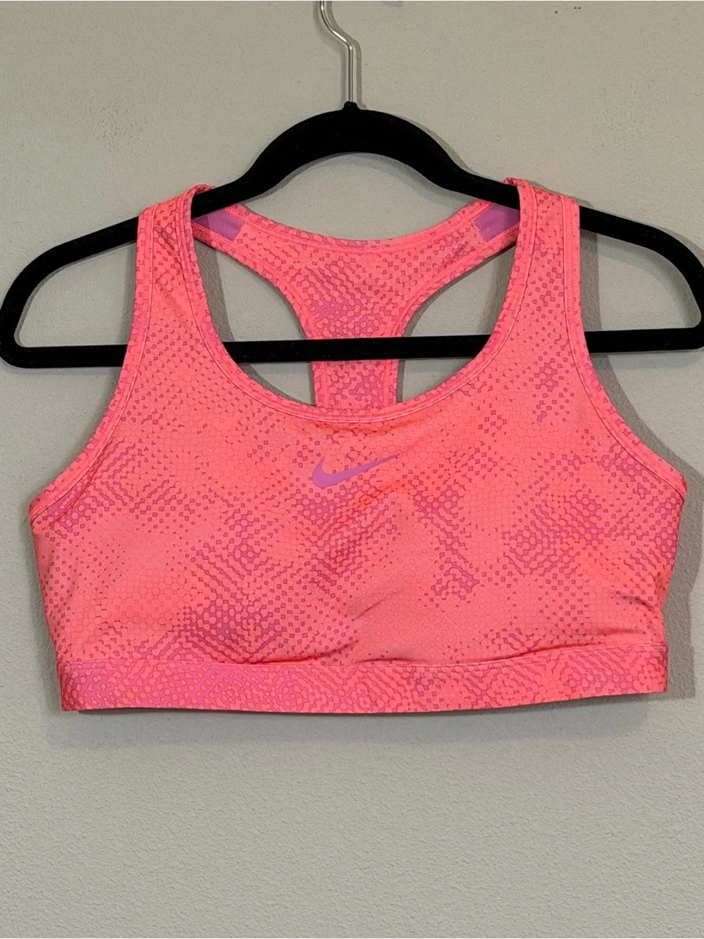 Nike Pink Racerback Sport Bra with Subtle Pattern
